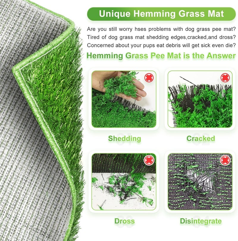 Hompet Dog Grass Pad with Tray Large, 2 Pcs Artificial Grass Training Pads with Pee Baffle Patch Puppy Turf Potty for Indoor and Outdoor Use, Ideal for Small and Medium Dogs (30"×20") - Image 3